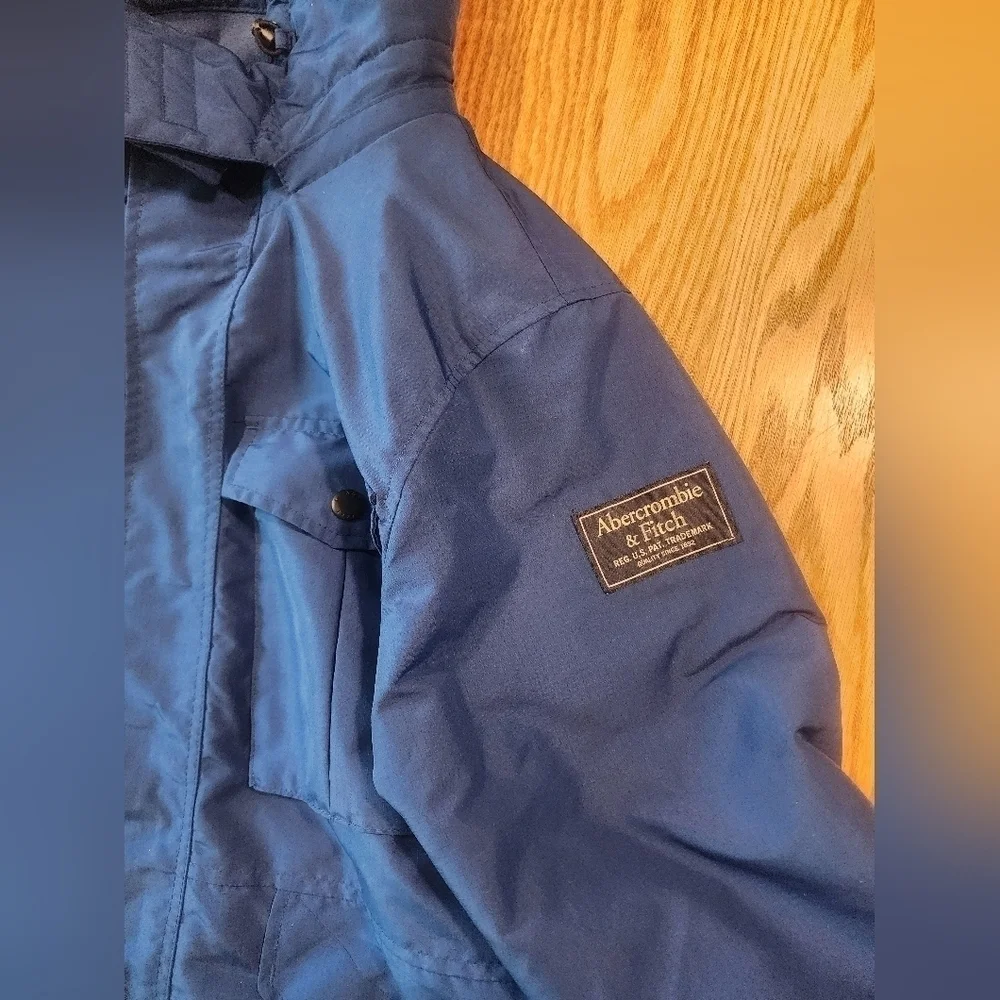 Abercrombie & Fitch Coat Jacket Mens Size Medium Blue Warm Winter Y2k